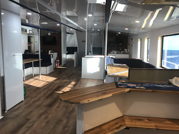 New boat has huge modern kitchen and common area
